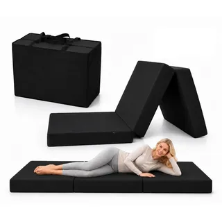 Odolplusz Klappmatratze Faltmatratze Klappbett - Made IN EU - als Matratze Gästebett Gästematratze einsetzbar (Schwarz mit Tasche, 80 x 200 cm)
