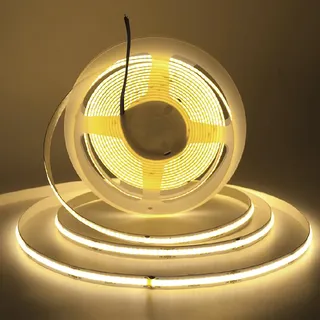 TOPXCDZ DC 5V 12V 24V COB LED Streifen 400LEDs/m Hohe Dichte Flexible COB LED Band Licht Bar 3MM 5MM 8MM PCB Linear Licht (Natural White, 12V 3mm PCB)