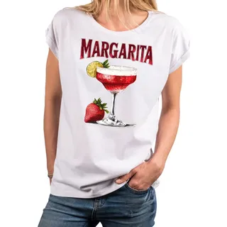 MAKAYA Print-Shirt Damen Margarita Party Top Lime Fruit Cocktail Elegant (Weiß, Rosa, Hellgrau, 34, 36, 38, 40, 42, 44, 46, 48, 50) aus Baumwolle weiß 5XL