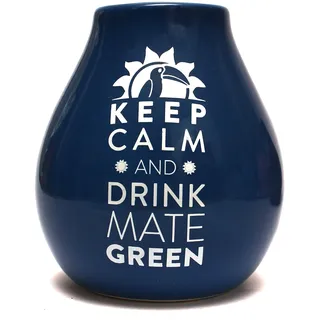 Mate Green Matero Ceramico Luka Dark Blue - Dunkelblau - 350 ml mit Logo Mate | Yerba Mate Cup | keramisch Kalebasse | [Neu] |Keramik | Tee