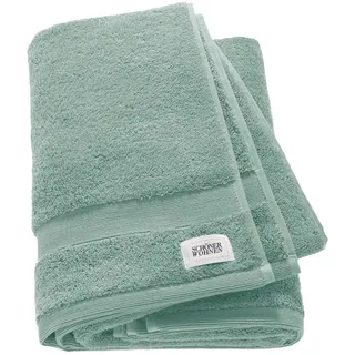 Schöner Wohnen Duschtuch SW-Cuddly, Grün, Mintgrün, Pastellgrün, Salbeigrün, Textil, Uni, 70x140 cm, Oeko-Tex® Standard 100, Aufhängeschlaufe, durchgefärbt, angenehm weich, hochwertige Qualität, schnelltrocknend, saugfähig, Badtextilien, Duschtücher