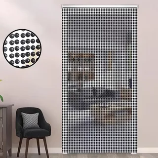 Eiauiuo Schwarz Perlenvorhang Fadenvorhang Türvorhang Raumteiler Deko Insektenschutz Fliegenvorhang Tür Fenster Hängender Perlenvorhang Aluminiumlegierung Schiene(80x180cm(50 Stränge))