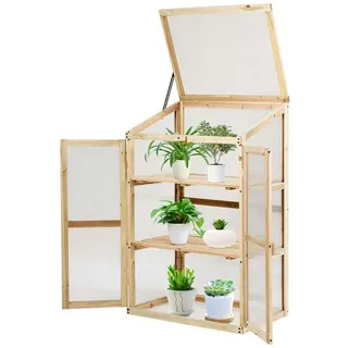 Costway Frühbeet Gewächshaus Hochbeet 60 x 45 x 100 cm Beige