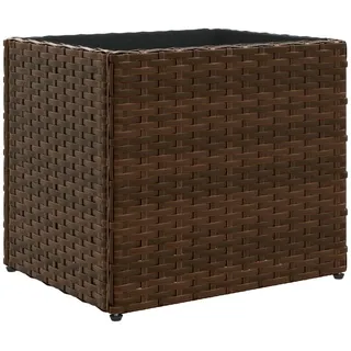 furnicato Hochbeet Pflanzkübel aus PE-Rattan mit Stahlgestell 36x30x32 cm Braun braun