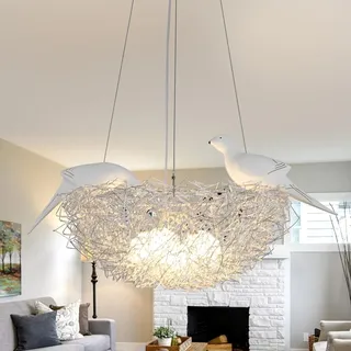 Kronleuchter LED moderner 5-flammiger Vogelnest Glas Hängeleuchte kreative dekorative Pendelleuchte Schlafzimmer Beleuchtungskörper geeignet Schlafzimmer Esszimmer Wohnzimmer Küchen Beleuchtungskörper