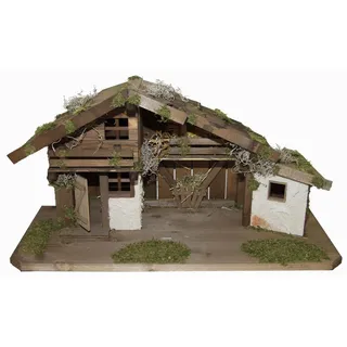 Alfred Kolbe Krippe Krippenstall für 12 cm Figuren, Weihnachtsdeko (1-tlg), Echtholz braun