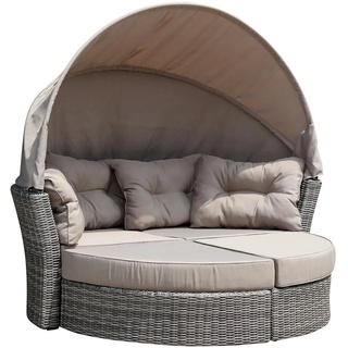 DEGAMO Multifunktionsliege »MARBELLA«, 1 St., 200cm, Aluminium + Polyrattan grau bicolor, mit Polstern und Klappverdeck