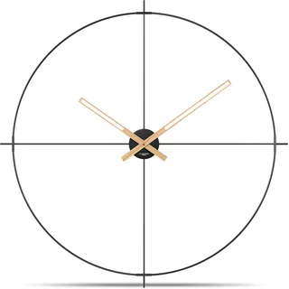 Cander Berlin VIDA XXL Vintage-Wanduhr lautlos 70 cm Metall Holzzeiger ohne Ticken groß modern schwarz Wohnzimmer Küche