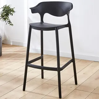 DIBAKO Kunststoff Barstuhl Barhocker 65cm 75 cm Tresenhocker Stapelbar Hocker Küchenstuhl Mit Lehne Bistrohocker Küchenstühle Für Bistro Café Küche (Color : 30inch(75cm), Size : Black)