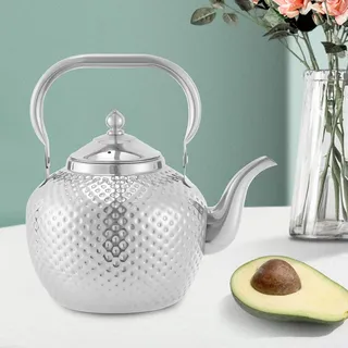 Teekanne Mit Teefilter, Moderne Mode Silber Edelstahl Teekanne, 2l Kapazität Für Induktionsofen, Gasofen