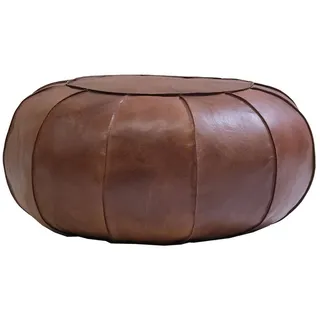 Trademark Living Sitzhocker Pouf Alfredo aus Leder - Rund Antikbraun braun