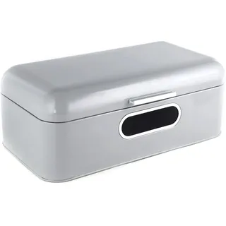Echtwerk stilvoller Brotkasten, Retro-Brotbox aus Metall mit Sichtfenster, Platzsparende Aufbewahrungsbox, Brotkorb mit Deckel, Grau, 42 x 23 x 16 cm