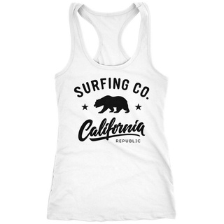 Neverless Tanktop Damen Tank-Top California Republic Bear Bär Sommer Surfing Racerback Neverless® weiß XXL