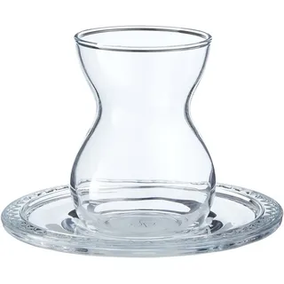 Pasabahce Glas Bekata 6-Teilig Türkische Teegläser-Set mit Untertassen 12 ml Cay, 6-tlg.