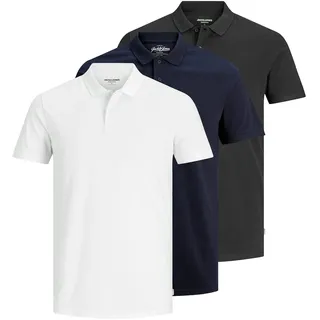 JACK & JONES JJEBASIC POLO schwarz/blau/weiß S