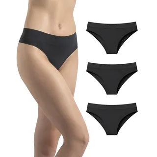 Risalti Brazilian Slip Unterwäsche Frauen Microfaser 3 Stück - String Tanga Set, Damen Unterhosen, Nahtlose Slips, Weicher als Tanga Baumwolle - Made in Italy - L-XL