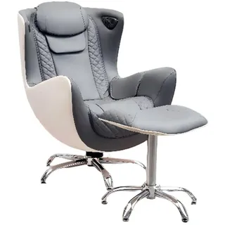 Happy Home Massagesessel mit Hocker Kunstleder 110 x 68 x 110 cm Grau