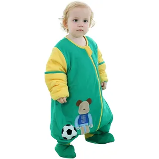 Chilsuessy Babyschlafsack für Neugeborene Winter Kinder Schlafsack mit Füßen Baby Schlafstrampler Abnehmbare Ärmel Ganzjahresschlafsack, Grün/3.5 Tog, 70cm/Baby Höhe 75-90cm
