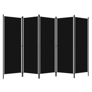 vidaXL Stellwand Raumteiler, 5-teilig, Trennwand, Stoffbespannung, 180 x 250 cm, schwarz