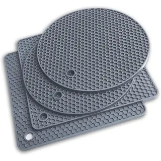 Extra Dicke Silikon-untersetzer, Hitzebeständig, Vielseitig Einsetzbar, Rutschfest, Für Heiße Pfannen, Teller, Löffelablagen, Untersetzer (4 Stück, Grau)
