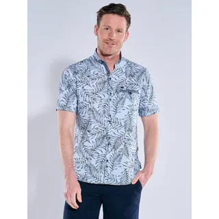 engbers Herren Kurzarm-Hemd gemustert Blau regular Button Down - XL