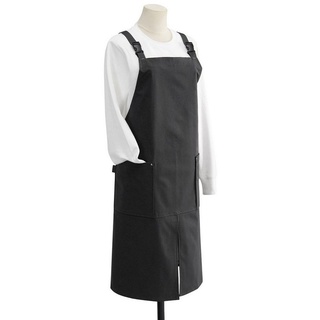 BlauCoastal Kochschürze Leinenschürze mit Taschen, Damen Herren Grill Malerei Kochen verstellbare Schürze, Unisex schwarz
