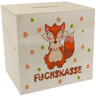 Fuchs Spardose aus Holz mit Spruch Fuchskasse Sparschwein für Kinder zum Weltspartag Sparen mit niedlichem Waldtier Geld Sparbüchse