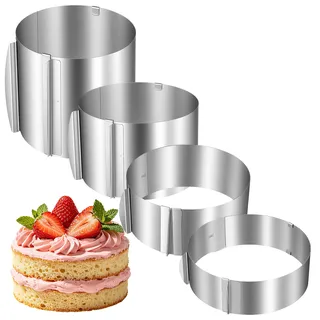 megcdtr Tortenring Verstellbar Hoch 15 cm,Edelstahl Kuchenring mit Skala, für die Zubereitung von Kuchen und