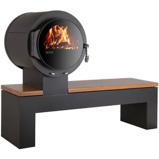 Kanuk Kaminofen Kaminofen Kanuk® BANK Nussbaum hell, 8 kW schwarz