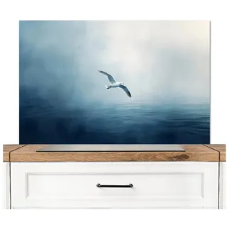 KitchenYeah Küchenrückwand Möwe - Weiß - Meer - Neblig, (1-tlg), Küchenrückwand, Küchen Zubehör, 100x65 cm 100 cm x 65 cm