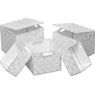 LikeKa Aufbewahrungsbox Kleideraufbewahrung Dekokorb Ordnungsboxen 5-teilig weiß