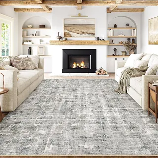 PureCozy Grau Teppich Wohnzimmer 300x400 Schlafzimmer Teppiche Waschbarer rutschfest Boho Abstrakt Carpet Wohnzimmerteppich Esszimmer Büroteppich Groß Kurzflor Weich Carpets