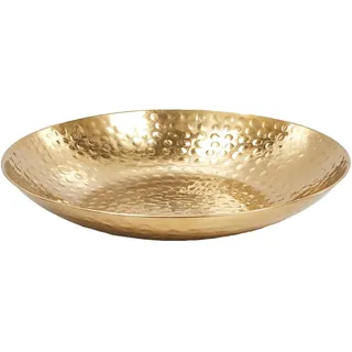FineBuy, Dekoschale, Obstschale Früchteschale Aluminium Gold Schale Rund Hammerschlag Metall Obstkorb