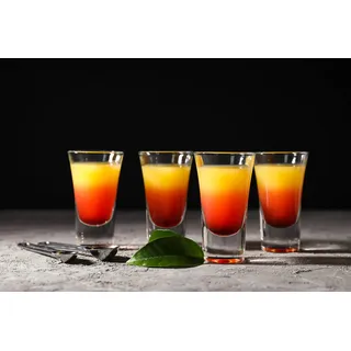 Topkapi Tiki Shotgläser Luna I Shotgläser 34ml für Tequila, Wodka, Rum Schnaps, Sambuca, Ouzo, Raki I Spülmaschinenfest I Stamper I Tiki Bar Serie I 4 Stück