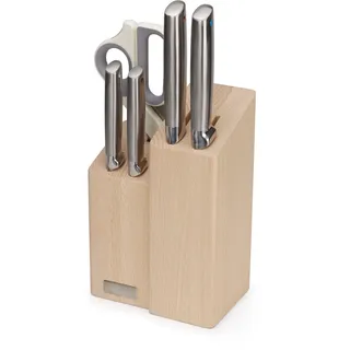 Messer-Set JOSEPH "Elevate Fusion 5pc Knife & Scissor Block" Kochmesser-Sets braun Küchenmesser-Sets rutschfest, japanischer Edelstahl
