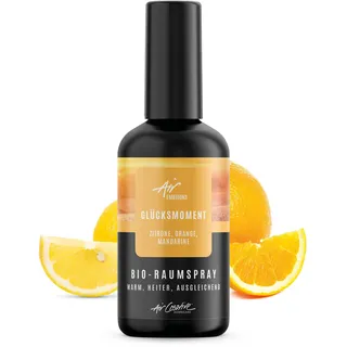 Air Creative® - Raumduft Spray "Glücksmoment" - Belebendes Raumspray mit Orange, Mandarine & Zitrone in BIO-Qualität – Frische Zitrusdüfte für gute Stimmung & neue Energie