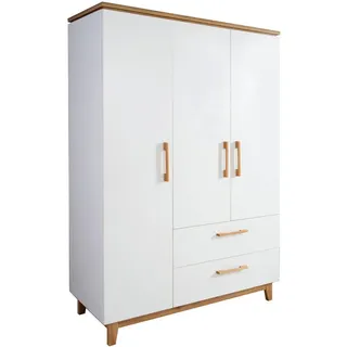 roba Kinderkleiderschrank Finn 134,5 x 55 x 200 cm Buche massiv weiß