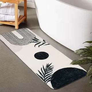bsheuancek Boho-Badezimmerläufer, rutschfest, groß, lang, Badezimmerteppich, niedliche Badematte für Schlafzimmer, Flur, Küche, weicher Plüsch, waschbarer Duschteppich