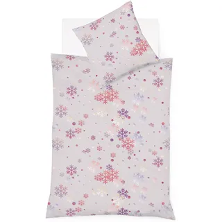 Bettwäsche FLEURESSE "Aspen 4375", rosa (rosa, grau), B/L: 135cm x 200cm, 1 Stk., 1 Stk., Feinbiber, B/L: 80cm x 80cm, 2 Stk., Feinbiber, Obermaterial: 100% Baumwolle, Bettwäsche, Bettwäsche, Feinbiber, Baumwolle, in Gr. 135x200, 155x220, 200x200cm