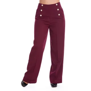 Banned Marlene-Hose Retro Adventures Ahead Burgunder Vintage Trousers 40er Jahre Stil rot L