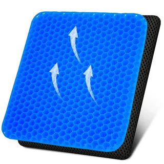 Bürostuhl Sitzkissen,Gelsitzkissen- Doppellagig und Extra Dick Orthopädisches Sitzkissen,geeignet für langes Sitzen im Büro,im Auto, zu Hause und vielen Weiteren Situationen(Blau,44*39*4)
