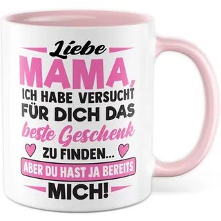 Mutter Tasse mit Spruch Geschenk, Liebe Mama ich habe versucht für dich das beste Geschenk zu finden Geschenkidee Muttertag Kaffee-Becher Kaffeetasse Witz Humor lustig Geschwister