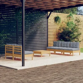 vidaXL Garten-Lounge-Set 6-tlg. grau Kiefernholz