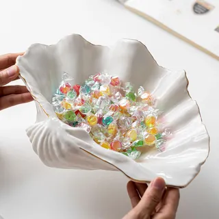 Weiße Muschel Dekorative Schale - Große Muschel Schale, Obstschale, Schlüssel Schale, Süßigkeitenschale, Küstliche Ozean Zentren für Eingang, Wohnzimmer, Badezimmer, Strandhaus, Nautisch