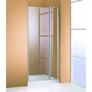 Hüppe 501 Design pure Schwingtür mit festen Segmenten Silber matt Klarglas mit Anti-Plaque - 800mm / 1900mm - 510610087322