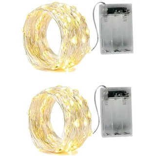 bxroiu LED Lichterkette 5 m Warmweiß Silberdraht