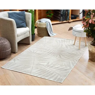 DomDeco In- & Outdoor Teppich Joris mit Natur-Motiv - wetterfest & robust für Terrasse/Balkon oder Innenräume, 100% aus recycelten PET-Flaschen, Creme in 160x230cm