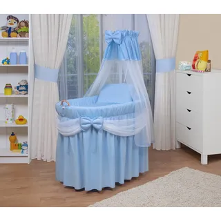 Waldin Stubenwagen-Set mit Ausstattung, XXL, Bollerwagen,komplett, 6 Modelle wählbar,blau/weiß