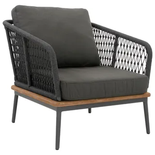 Xxxl Loungesessel, Anthrazit, Teak, Holz, Metall, Textil, Teakholz, massiv, Füllung: Schaumstoff, konisch, 78x71x82 cm, Loungemöbel, Lounge-Sessel