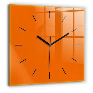 Tulup Wanduhr Modernistische Glaswanduhr 60x60cm Uhr aus gehärtetem Glas orange